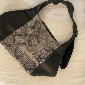 Black and silver all leather large Tous Bag